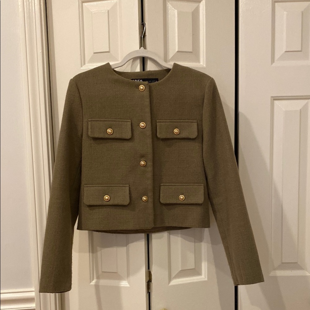 Zara Green Blazer with Beautiful Gold Buttons